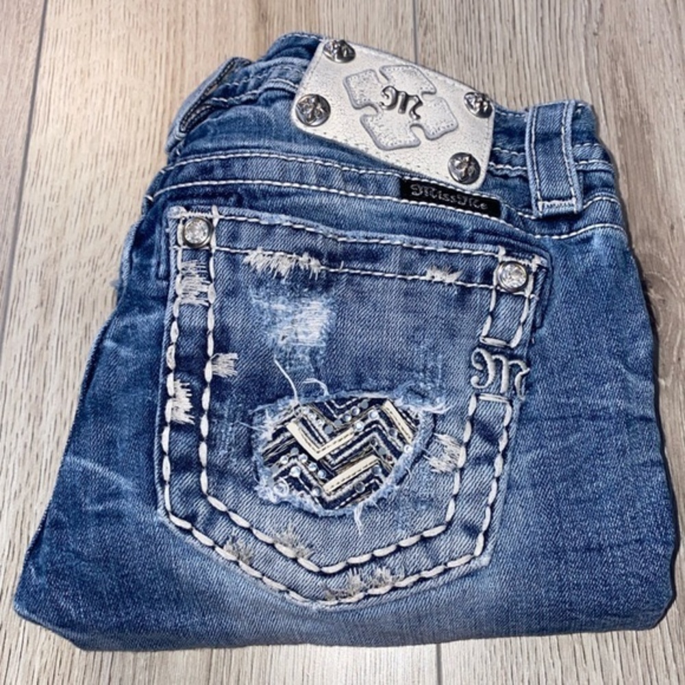 Miss me signature cropped capri crop blue jeans denim
